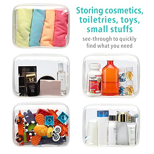 F-color Clear Toiletry Bag - 3 Pack TSA Approved Toiletry Bag Clear Makeup Bag, Travel Cosmetic Bag for Women, Carry on Airport Airline Compliant Bag, White(for age 12 or above) - Image 4