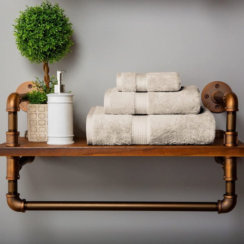 سوبيريور مجموعة مناشفات مصرية من القطن المصرية 3 قطع تشمل 1 حمام 1 اليد 1 منشفة الوجه/مناشف فاخرة فاخرة فاخرة غسلها - Image 2