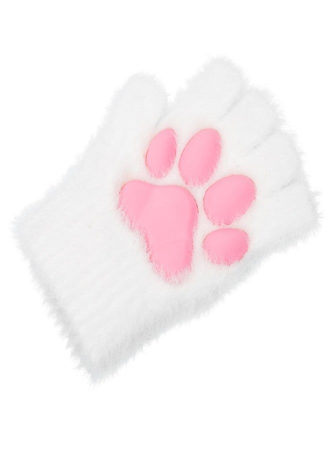 MioCloth Plush Warm Cat Paw Gloves, Cute Pink 3D Cat Paw Pads Gloves Fingerless Winter Cold Weather Mittens for Women Girls - Image 2