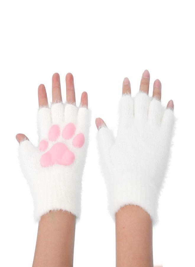 MioCloth Plush Warm Cat Paw Gloves, Cute Pink 3D Cat Paw Pads Gloves Fingerless Winter Cold Weather Mittens for Women Girls - Image 5