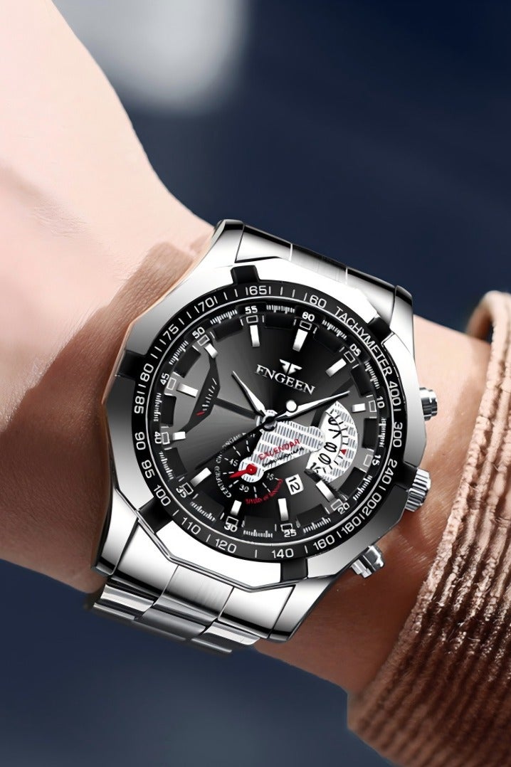 فنجين ساعة للرجال، ساعات كوارتز التجارية ساعات المعصم للرجال ساعات مضادة للماء للرجال ساعات رقمية بسيطة أنيقة - Image 2