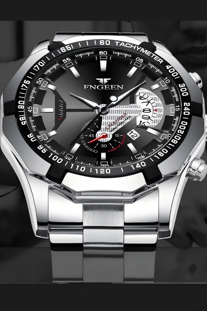 فنجين ساعة للرجال، ساعات كوارتز التجارية ساعات المعصم للرجال ساعات مضادة للماء للرجال ساعات رقمية بسيطة أنيقة - Image 3