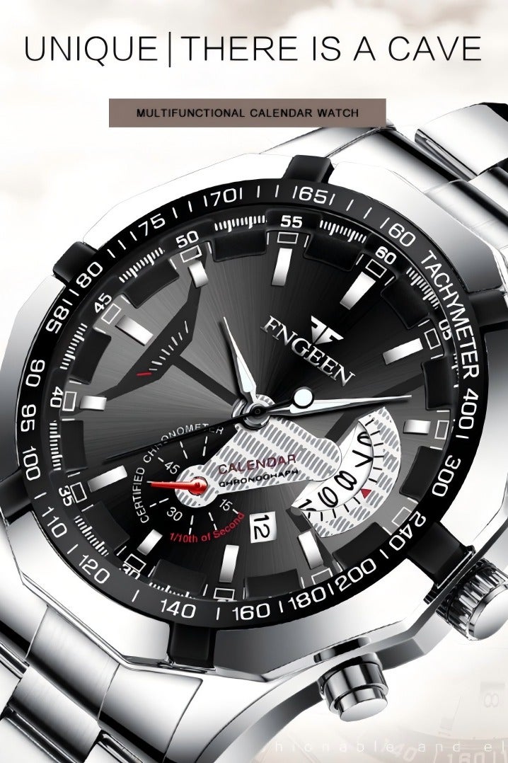 فنجين ساعة للرجال، ساعات كوارتز التجارية ساعات المعصم للرجال ساعات مضادة للماء للرجال ساعات رقمية بسيطة أنيقة - Image 4