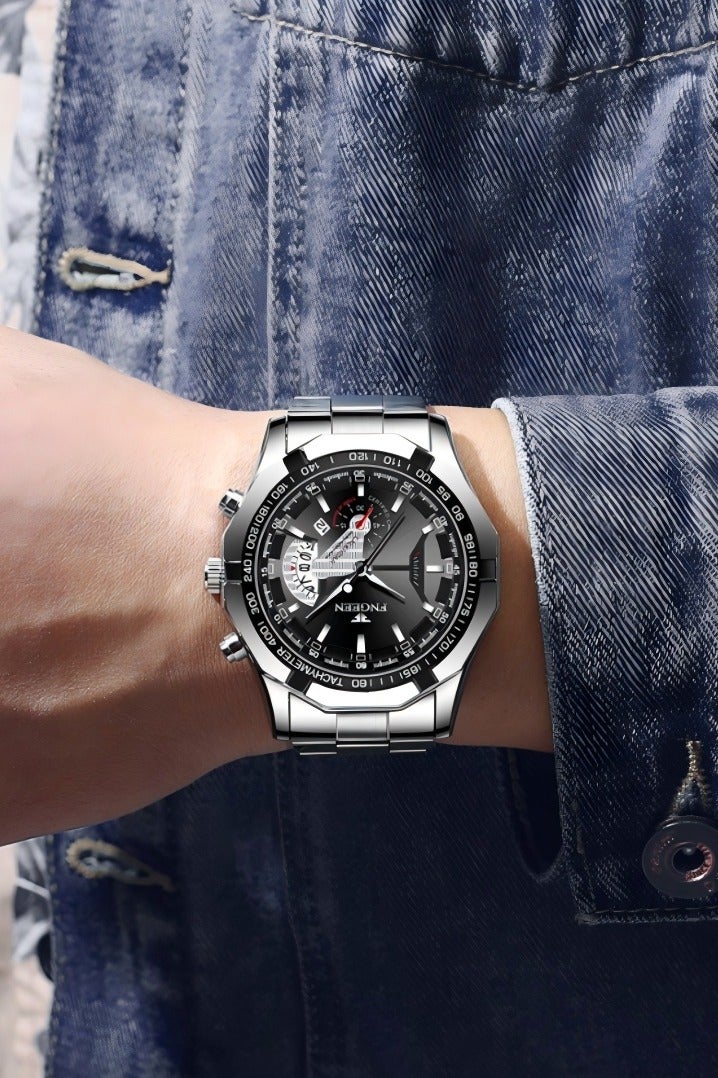 فنجين ساعة للرجال، ساعات كوارتز التجارية ساعات المعصم للرجال ساعات مضادة للماء للرجال ساعات رقمية بسيطة أنيقة - Image 5