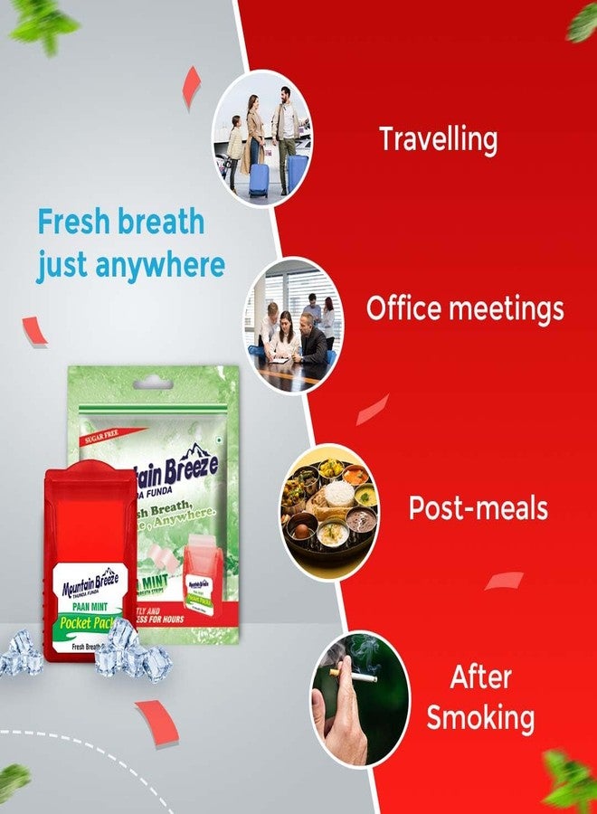 Mountain Breeze Oral Hygiene Mouth Freshener Sugar Free Paanmint (7 Strips per Cassatte and Spearmint(18 Strips per Cassatte Flavoured Breath Strips -Pack of 2(32 Cassette. - Image 5