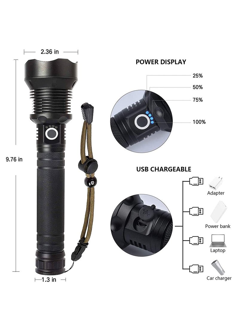 POWER - 990000 Lumens High Brightness Rechargeable Rechargeable Led Flashlight Super Bright Flashlight With 5 Modes And A Powerful, Waterproof, Handheld Flashlight For Camping Emergencies - Image 1