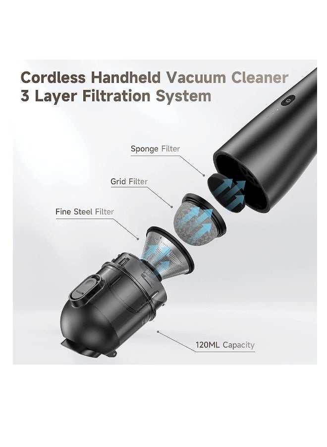 Handheld Vacuum Cordless Portable Vacuum Cleaner for Car with 7000Pa Powerful Suction for Pet Hair Home Dust and Car Cleaning, Rechargeable Mini Vacuum - Image 5