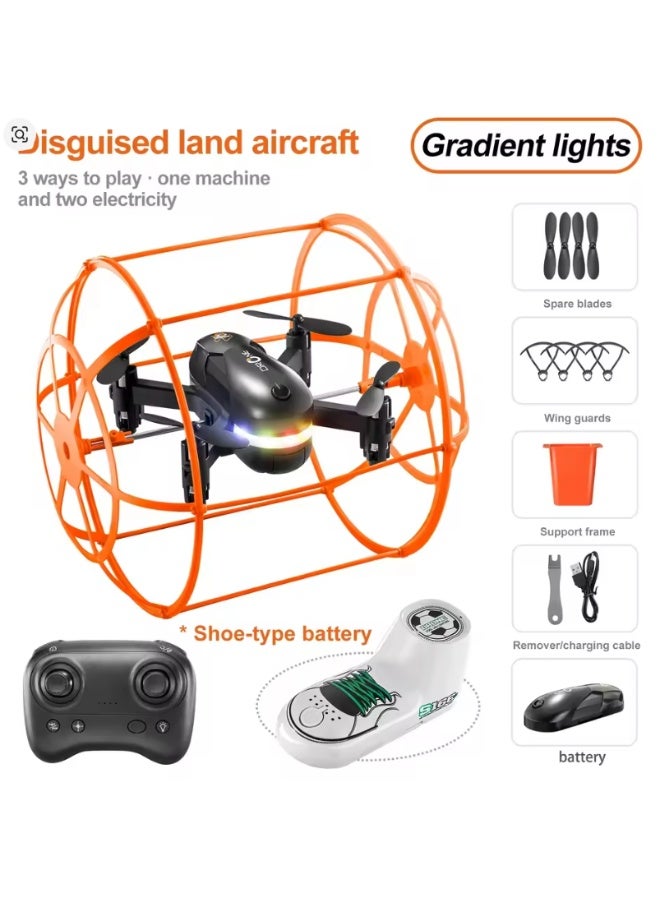 REBENUO S166 Drone Deformation Roll with Guard Crash Mini Drone with LED Night Light for Kids - Image 2