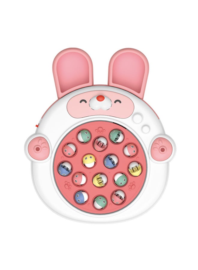 Multifunctional Electric Rotating Fishing Toy Music Magnetic Fishing Plate Educational Early Education Children's Toys Gift Wholesale-Color:Cute Rabbit Fishing Plate - Image 1
