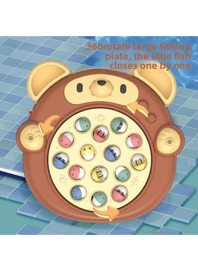 Multifunctional Electric Rotating Fishing Toy Music Magnetic Fishing Plate Educational Early Education Children's Toys Gift Wholesale-Color:Cute Rabbit Fishing Plate - Image 3