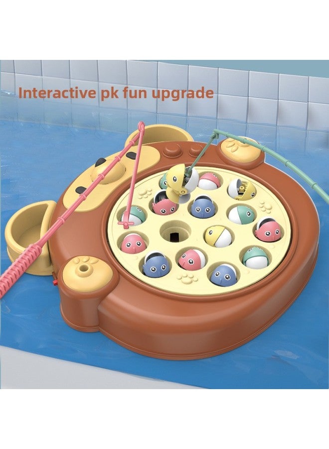 Multifunctional Electric Rotating Fishing Toy Music Magnetic Fishing Plate Educational Early Education Children's Toys Gift Wholesale-Color:Cute Rabbit Fishing Plate - Image 5