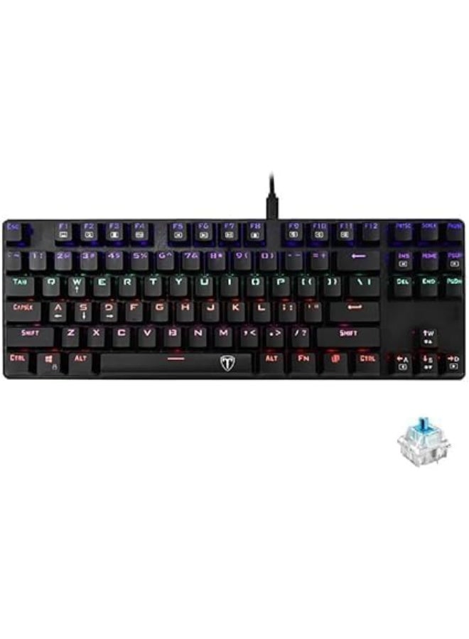 تي-داجر لوحة مفاتيح ميكانيكية T-DAGGER TGK313 - مفاتيح زرقاء (Blue Switch) - سلكية (USB) - إضاءة RGB بألوان قوس قزح - تخطيط إنجليزي وعربي - لون أسود - Image 4
