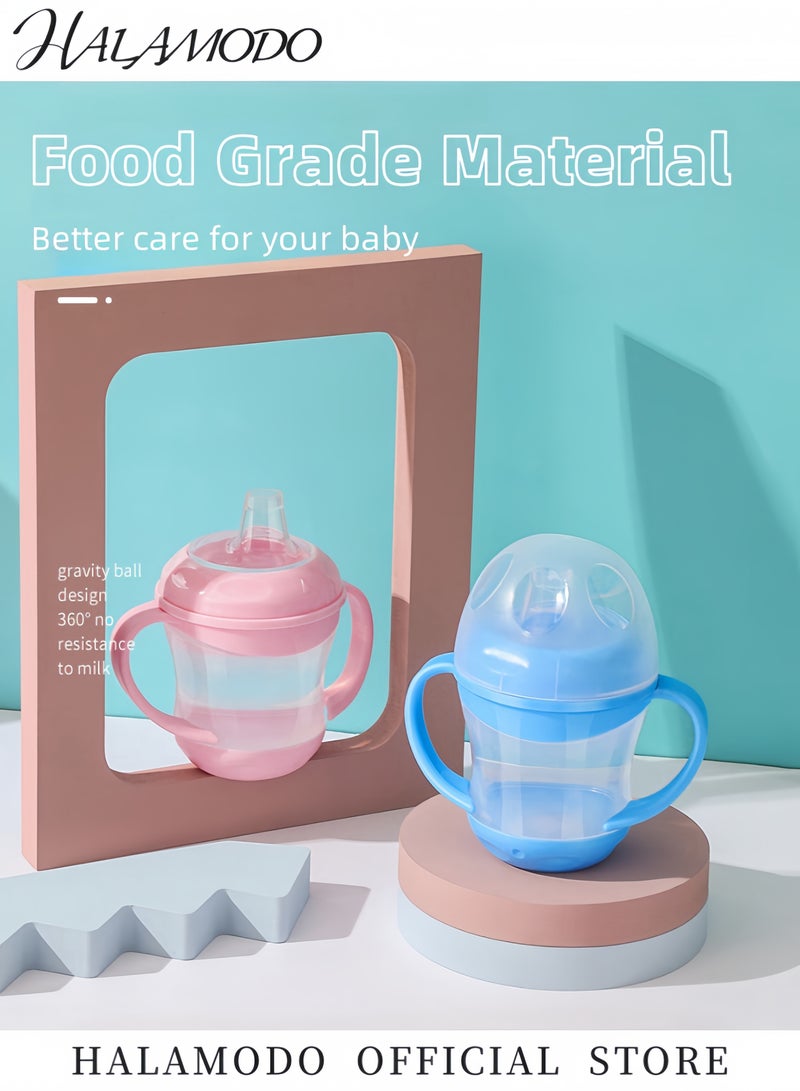 هالامودو كوب تعلم الشرب للأطفال من السيليكون مقاوم للتسرب مزود بمقابض كوب شرب محمول مثالي لتدريب الأطفال على الشرب تصميم متين وغير سام مزود بغطاء - Image 2