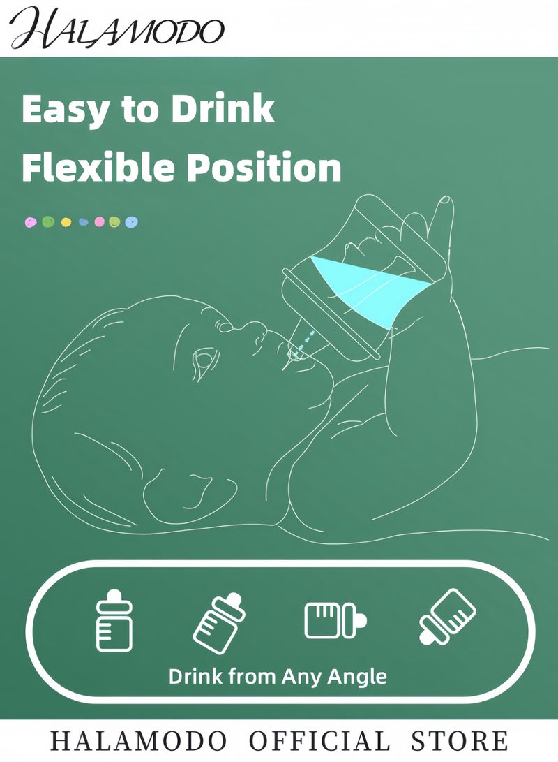 هالامودو كوب تعلم الشرب للأطفال من السيليكون مقاوم للتسرب مزود بمقابض كوب شرب محمول مثالي لتدريب الأطفال على الشرب تصميم متين وغير سام مزود بغطاء - Image 3