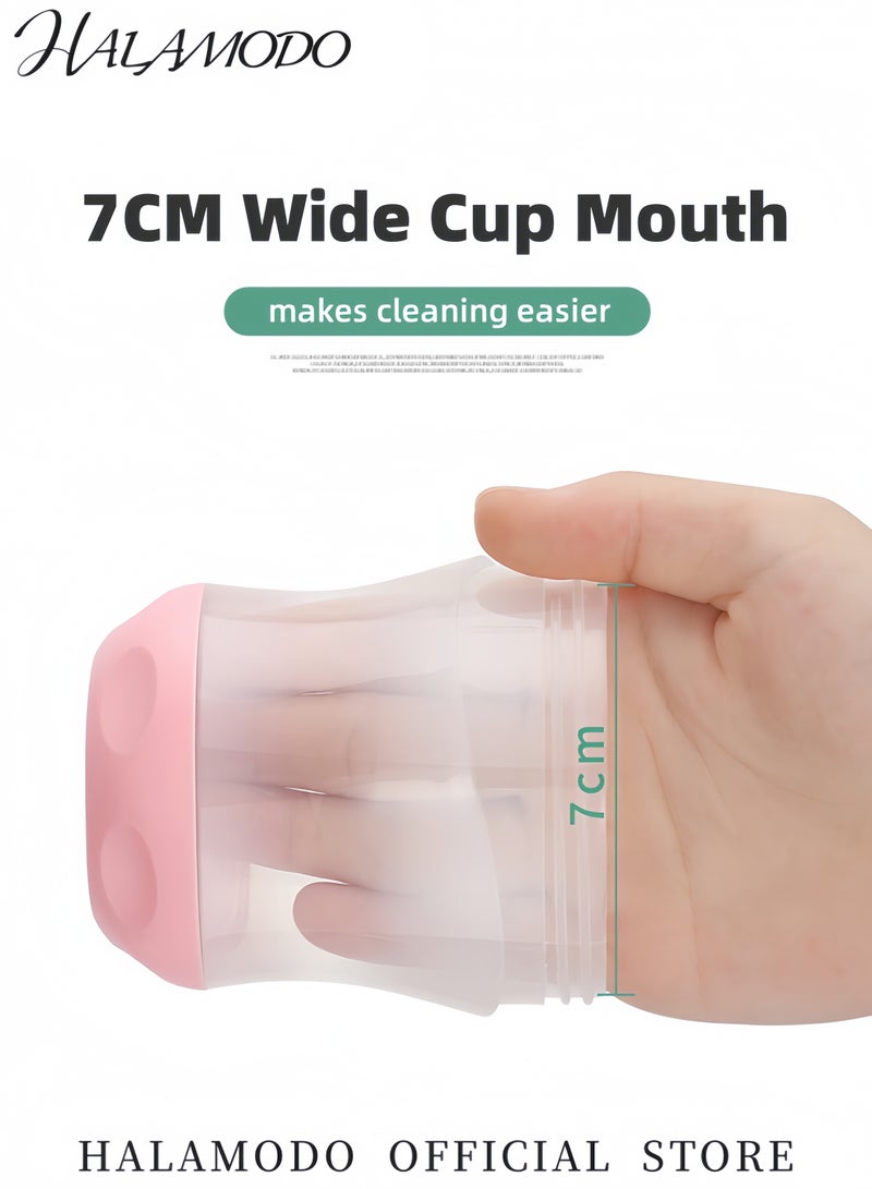 هالامودو كوب تعلم الشرب للأطفال من السيليكون مقاوم للتسرب مزود بمقابض كوب شرب محمول مثالي لتدريب الأطفال على الشرب تصميم متين وغير سام مزود بغطاء - Image 5