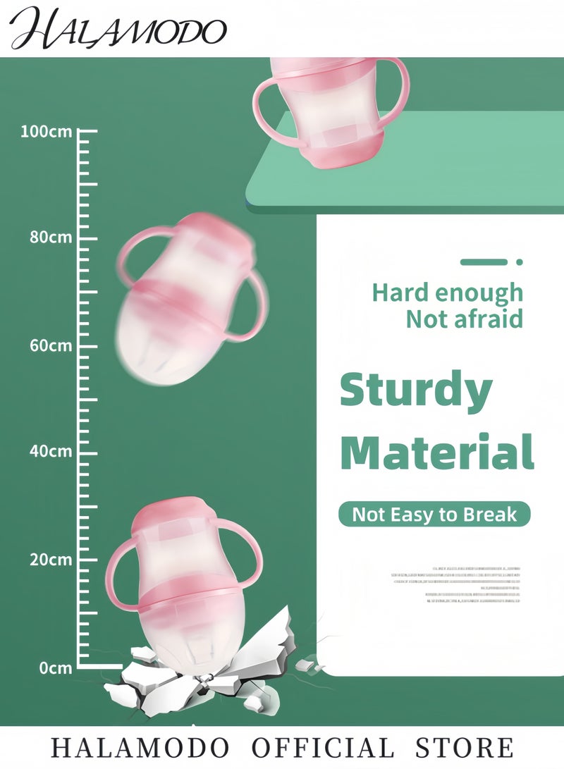 هالامودو كوب تعلم الشرب للأطفال من السيليكون مقاوم للتسرب مزود بمقابض كوب شرب محمول مثالي لتدريب الأطفال على الشرب تصميم متين وغير سام مزود بغطاء - Image 4