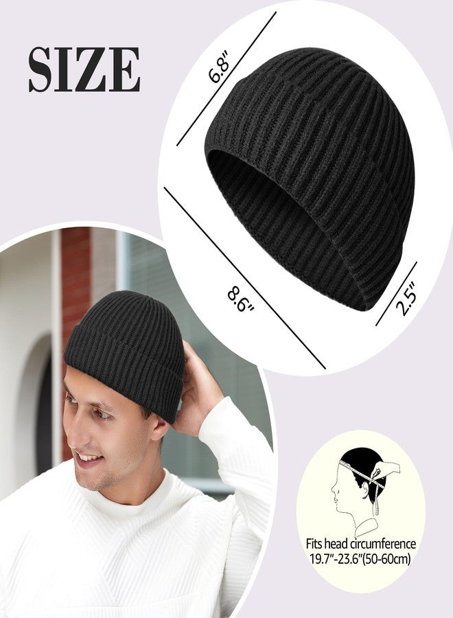 HiRui Fisherman Beanie for Men Women, Knit Trawler Beanie Watch Hats Winter Caps (Black) - Image 5