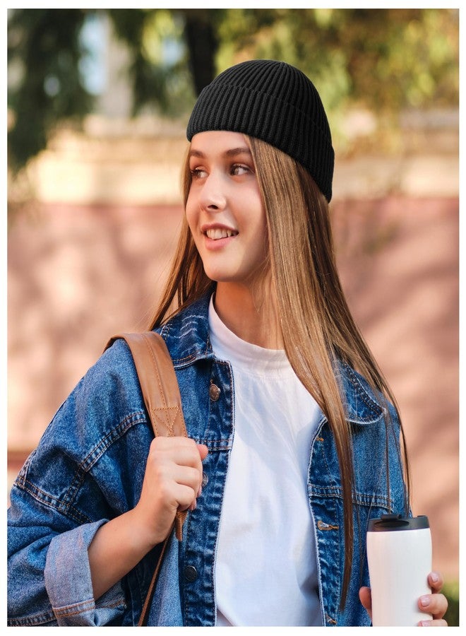 HiRui Fisherman Beanie for Men Women, Knit Trawler Beanie Watch Hats Winter Caps (Black) - Image 3
