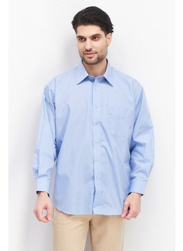 Forsyth Men Regular Fit Long Sleeve Plain Dress Shirt, Blue  - Image 1