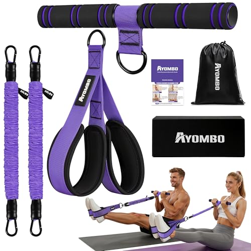 Ayombo Upgrade Pedal Resistance Band with Handle Adjustable Tube Foot Pedal Device Puller Exercise Bands for Abs Arm Leg Waist Workout Core Pilates Sit Up Fitness Equipment for Full Body Training - Image 1