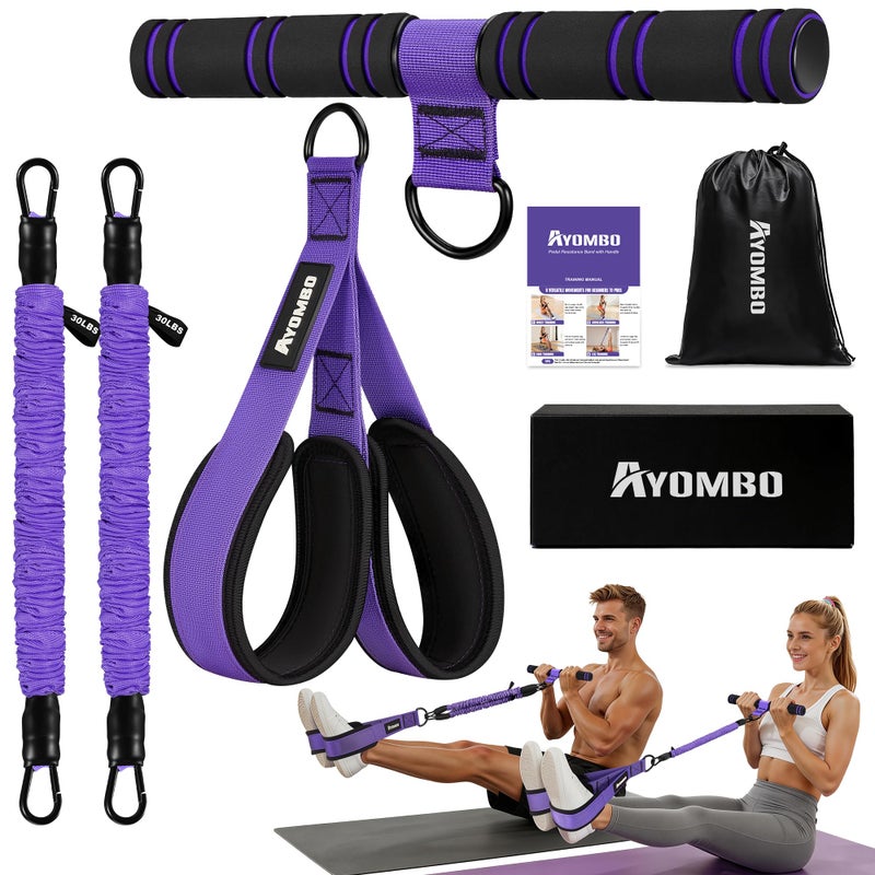 Ayombo Upgrade Pedal Resistance Band with Handle Adjustable Tube Foot Pedal Device Puller Exercise Bands for Abs Arm Leg Waist Workout Core Pilates Sit Up Fitness Equipment for Full Body Training - Image 2