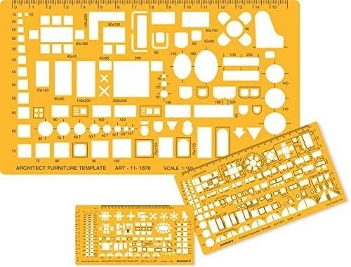 QALAM Kaari Furniture Drawing Drafting Templates Combo for Architect,Interior Design and Drafting Students - Set of 3 - Image 1