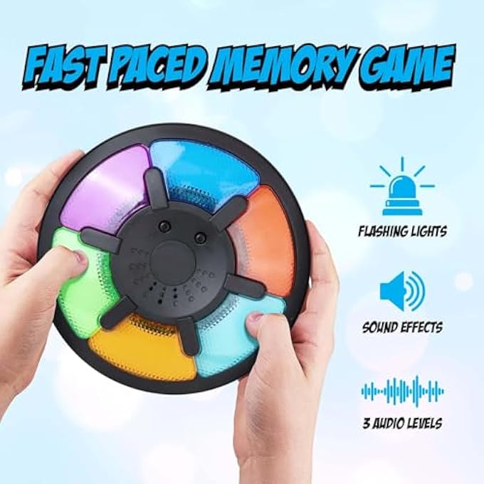 6-IN-1 ROUND MEMORY GAME MACHINE, HANDHELD ELECTRONIC MEMORY GAME WITH LIGHTS AND SOUNDS, PUZZLE CREATIVE INTERACTIVE GAME TOY MEMORY TRAINING, HOLIDAY GIFT - Image 4