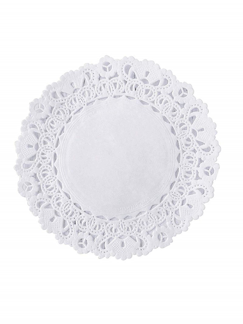 White Decorative 4 inch Round Paper Lace Table Doilies  Great for Serving Small Treats or Rolling Around Silverware pack of 100