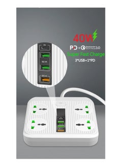 JS Type-C PD Smart Universal  Socket 40W Power Strip 3 USB Charger Ports 2M Extension For Living Room Bedroom  - Image 2