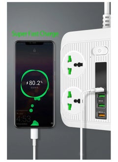 JS Type-C PD Smart Universal  Socket 40W Power Strip 3 USB Charger Ports 2M Extension For Living Room Bedroom  - Image 3