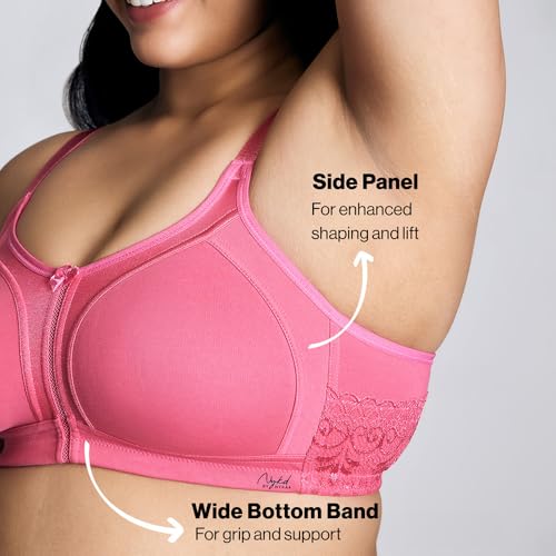 NYKD (NYB101 Cotton Non Padded & Non Wired Everyday Bra for Women | M-Frame Structure for Bounce Control with Full Coverage & Super Soft Wide Straps - Pink - Image 4