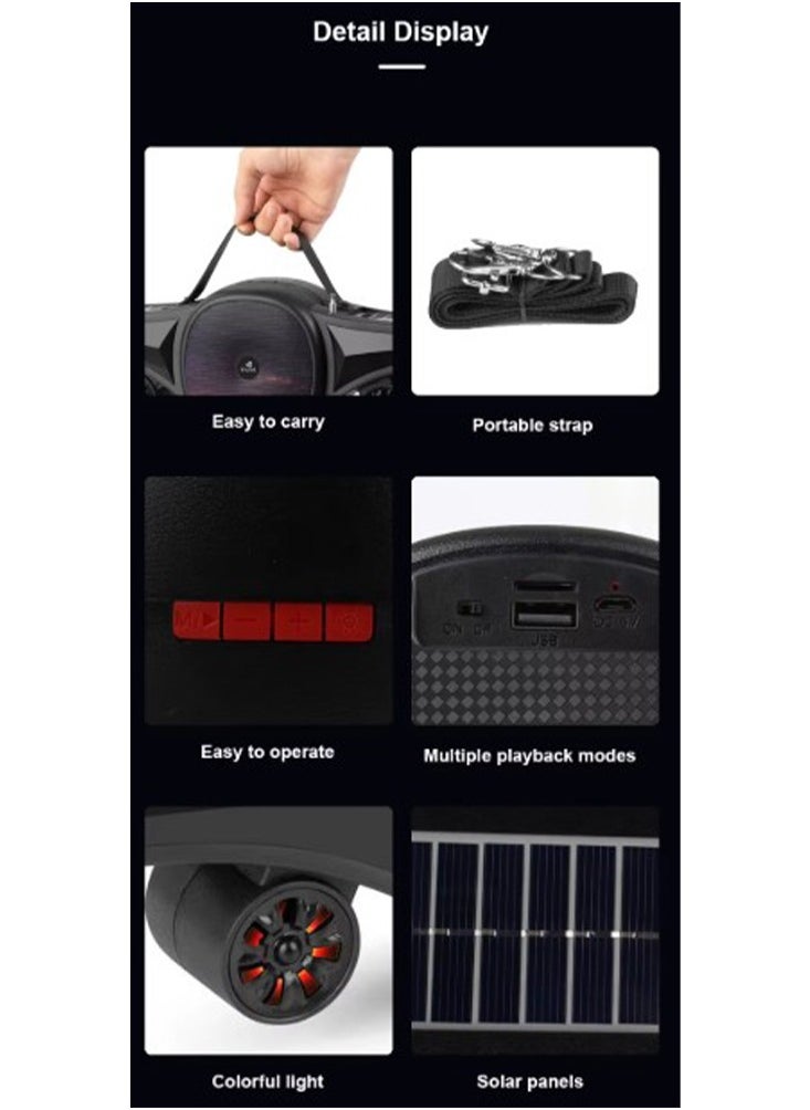 Kisonli - Portable Solar Speaker , simple and elegant appearance ,light switch LED , with TF & U disk card playback  Good Quality, Model SC21 - Image 1