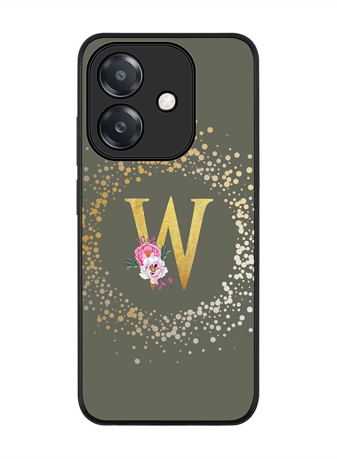 Stylizedd For Oppo A5i Case,Slim fit Camera Protection, Shockproof Thin Phone cover  - Custom Monogram Floral - W  (Olive Green )