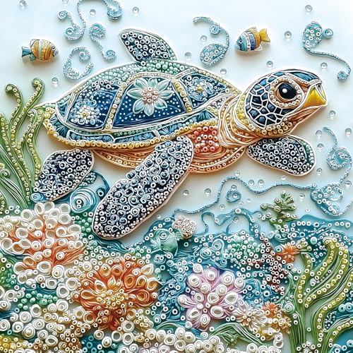 Blueforest Embroidery Sea Turtle 500 Piece Puzzles for Adults Easy Large Piece Puzzle for Seniors Challenge Art Jigsaw Puzzles for Gifts Birthday Party Games Family 20 20 inch Dust Free Puzzle - Image 1
