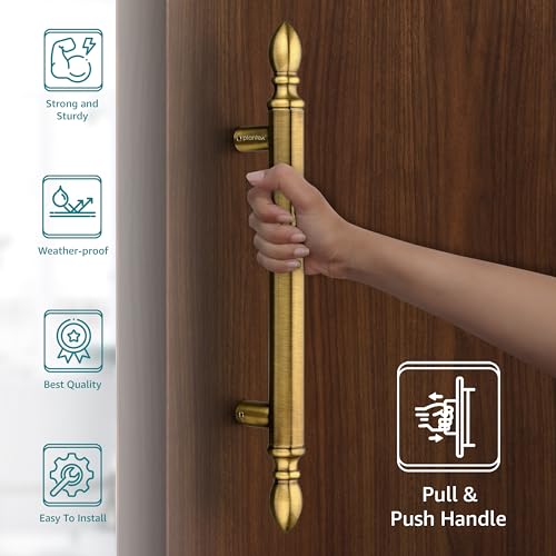 Plantex Altros Main Door Handle/14 Inch Door Handle for Main Door/Pull Push Antique Door Handle/Home & Door Decor/3 Years Warranty Pack of 1 (106, Brass Antique Finish) - Image 2