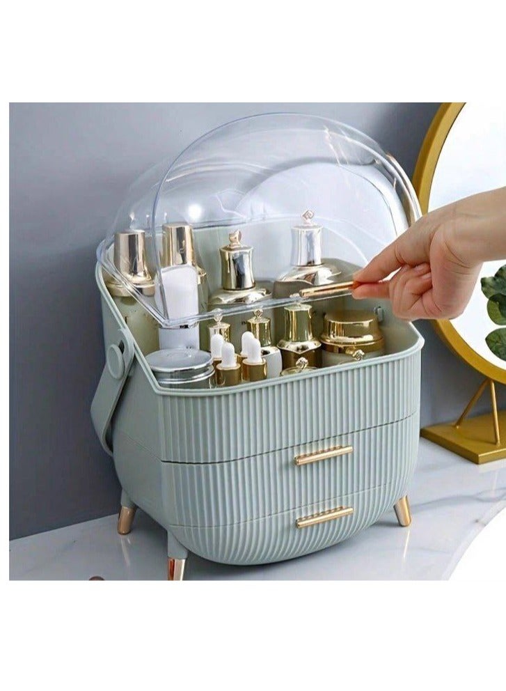 Organizer and holder for makeup tools and accessories One acrylic door and 2 drawers Organizer to organize all your makeup tools - Image 1