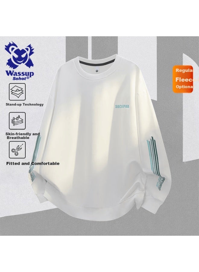 Wassup Sohot Men's Sweatshirt Spring Autumn Crew Neck Long Sleeve T-shirt Trendy Brand White XL - Image 1