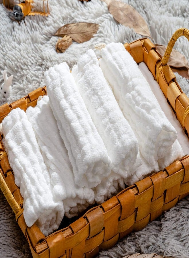 SEMITO Reusable Muslin Face Towels for Babies | Soft Cotton Washcloths & Napkins for Infants & Toddlers | Six Layer Muslin Cloth Extra Soft Hankies (3, White) - Image 3