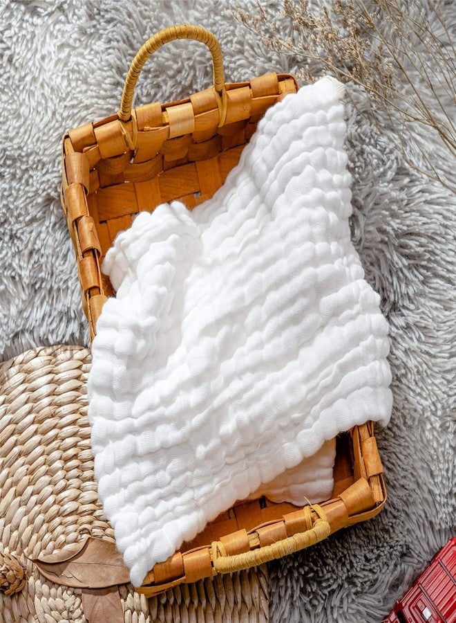 SEMITO Reusable Muslin Face Towels for Babies | Soft Cotton Washcloths & Napkins for Infants & Toddlers | Six Layer Muslin Cloth Extra Soft Hankies (3, White) - Image 4
