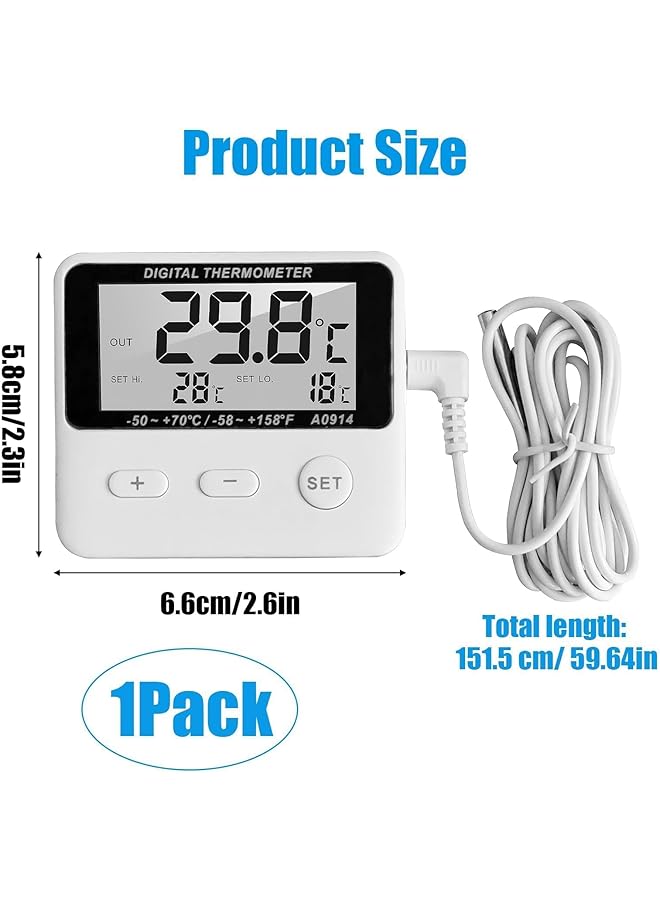 إيروريكس ميزان حرارة رقمي للفريزر مع شاشة LCD خارجية مع مستشعر درجة حرارة عالية ومنخفضة ℃ ℉ ميزان حرارة مغناطيسي قابل للتبديل للثلاجة للمنزل - Image 3