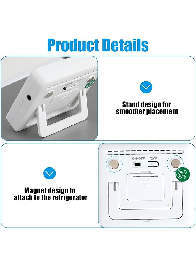إيروريكس ميزان حرارة رقمي للفريزر مع شاشة LCD خارجية مع مستشعر درجة حرارة عالية ومنخفضة ℃ ℉ ميزان حرارة مغناطيسي قابل للتبديل للثلاجة للمنزل - Image 4