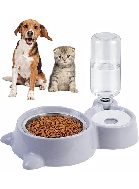 Cat Dog Food Dish Bowl, Pet Food Dish Bowl And Auto Gravity Pet Water Dispenser, Cat Bowl Set For Small Medium Dogs And Cats