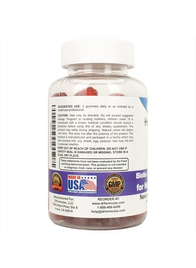 DrFormulas Hair Skin Nails Gummies Vitamins with Biotin by HairOmega | 5000 mcg Biotin Supplement for Hair Growth - Vegetarian Gummy (not Bears) for Men and Women, Made with Sugar not Corn Syrup - Image 3