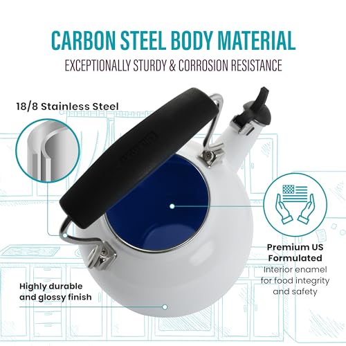 Chantal Tea Kettle, 1.7 QT, Vintage Series, Premium Enamel on Carbon Steel, Whistling, Even Heating & Quick Boil (Aqua) - Image 3
