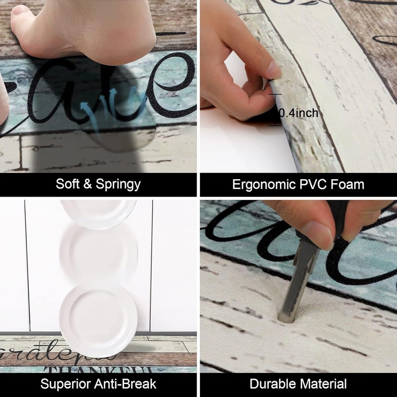 HEBE Anti Fatigue Kitchen Mat Set of 2 Non Slip Cushioned Kitchen Mats for Floor Waterproof Farmhouse Kitchen Rugs and Mats Set Comfort Standing Desk Mat Carpet for Sink,Office,Laundry - Image 4