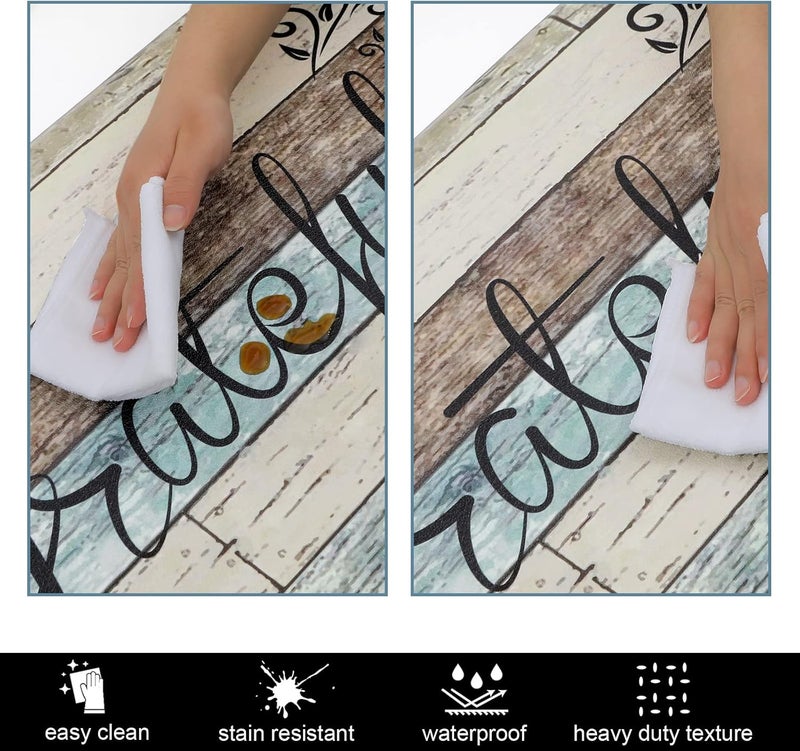 HEBE Anti Fatigue Kitchen Mat Set of 2 Non Slip Cushioned Kitchen Mats for Floor Waterproof Farmhouse Kitchen Rugs and Mats Set Comfort Standing Desk Mat Carpet for Sink,Office,Laundry - Image 5