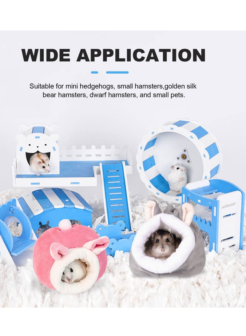 Excefore Guinea Pig Beds Hamster Bed Mini Hamster Cotton Nest Cute Hamster Sleeping Animals Bedding House for Hamster Hedgehog Squirrel Lizard and Other Small Animal Grey+Pink - Image 5