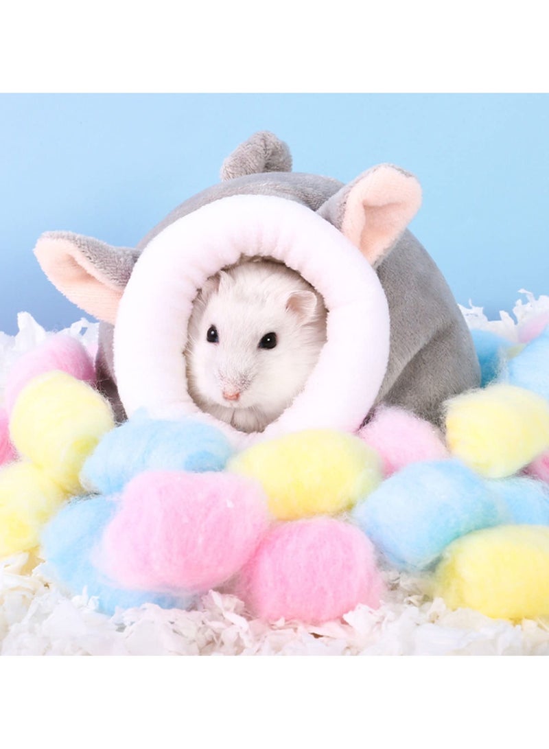Excefore Guinea Pig Beds Hamster Bed Mini Hamster Cotton Nest Cute Hamster Sleeping Animals Bedding House for Hamster Hedgehog Squirrel Lizard and Other Small Animal Grey+Pink - Image 3