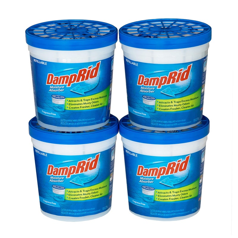 DampRid Refillable Moisture Absorber, 10.5 oz. Cups, 4 Pack, Fragrance Free, Traps Moisture for Fresher, Cleaner Air, No Electricity Required, Lasts Up To 60 Days - Image 1