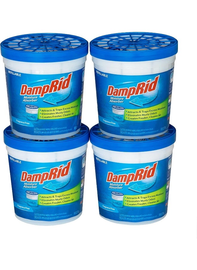 DampRid - DampRid Refillable Moisture Absorber, 10.5 oz. Cups, 4 Pack, Fragrance Free - Image 1